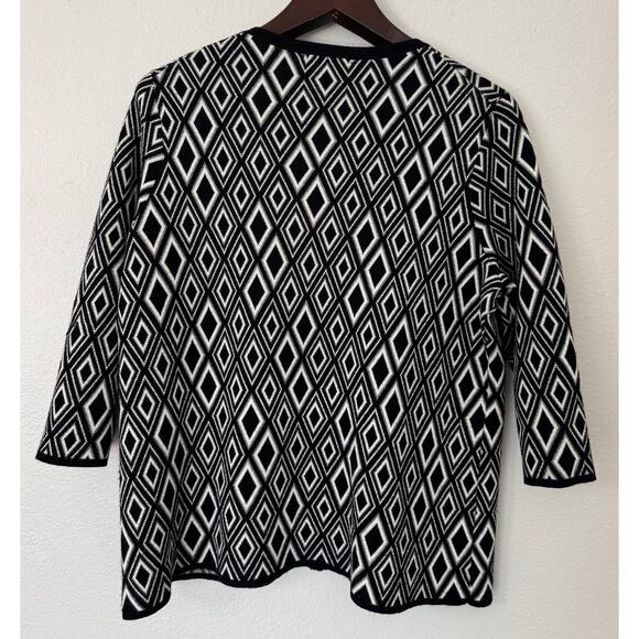 Coldwater Creek Wool Blend Black and White Zip Front Sweater Size 1X - Picture 3 of 6